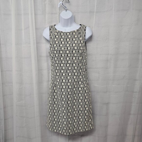 Banana Republic Navy Blue Bone Jacquard Sleeveless Sheath Dress Retro 6 - Picture 1 of 12